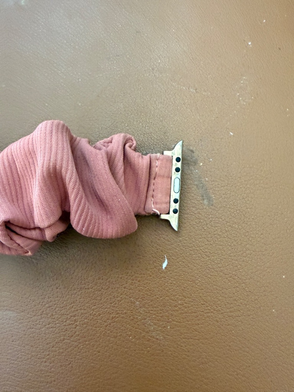 Dusty Rose Ribbed Scrunchie Apple Watch Band - Stretchy Elastic Strap - Picture 6 of 6